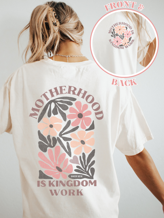 Motherhood is Kingdom Work Tee: Ivory / L