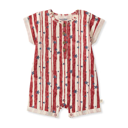 Stars & Stripes Baby Boy Romper: 0-3M