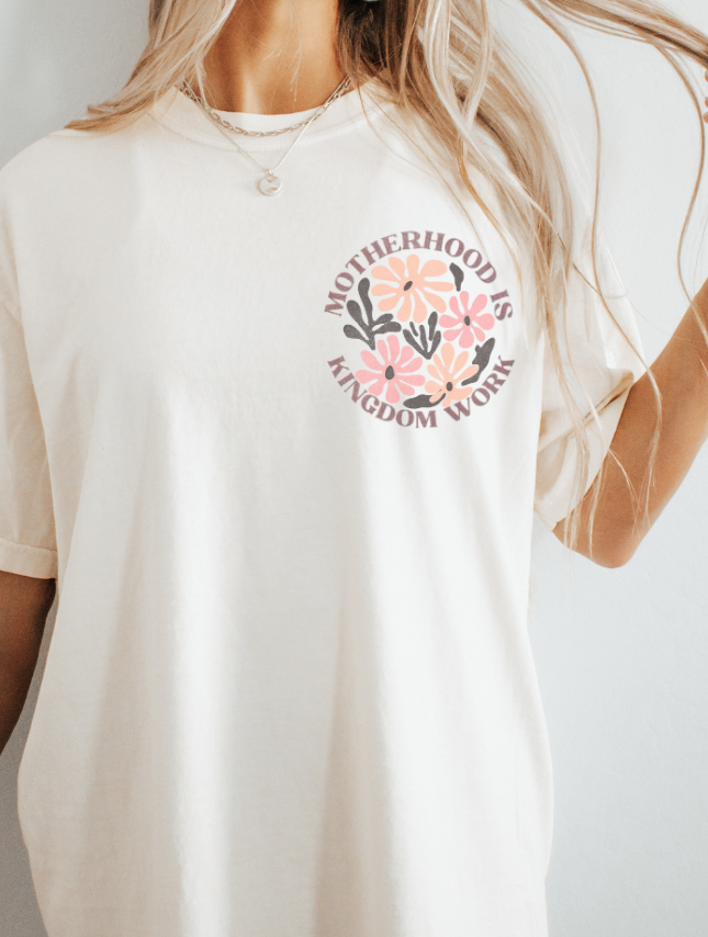 Motherhood is Kingdom Work Tee: Ivory / L
