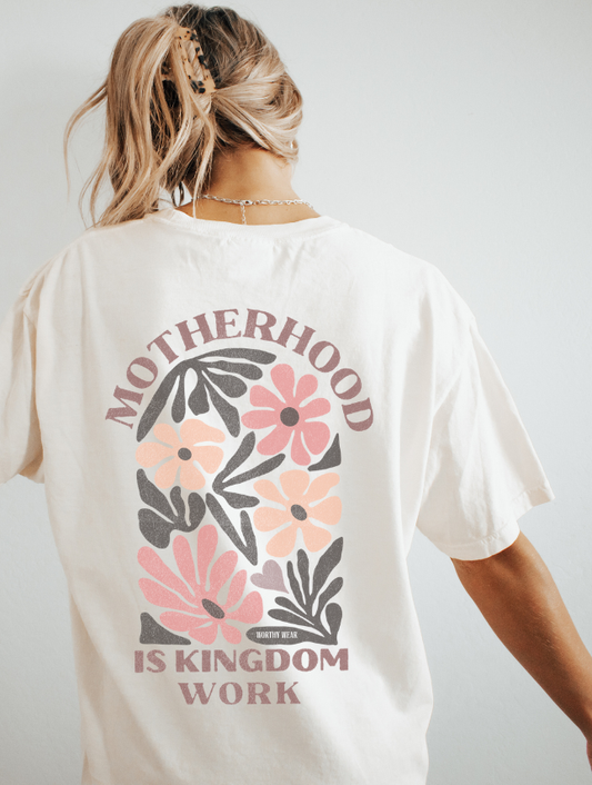 Motherhood is Kingdom Work Tee: Ivory / L