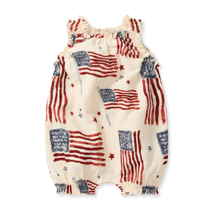 American Flag Baby Girl Bubble Romper: 18M