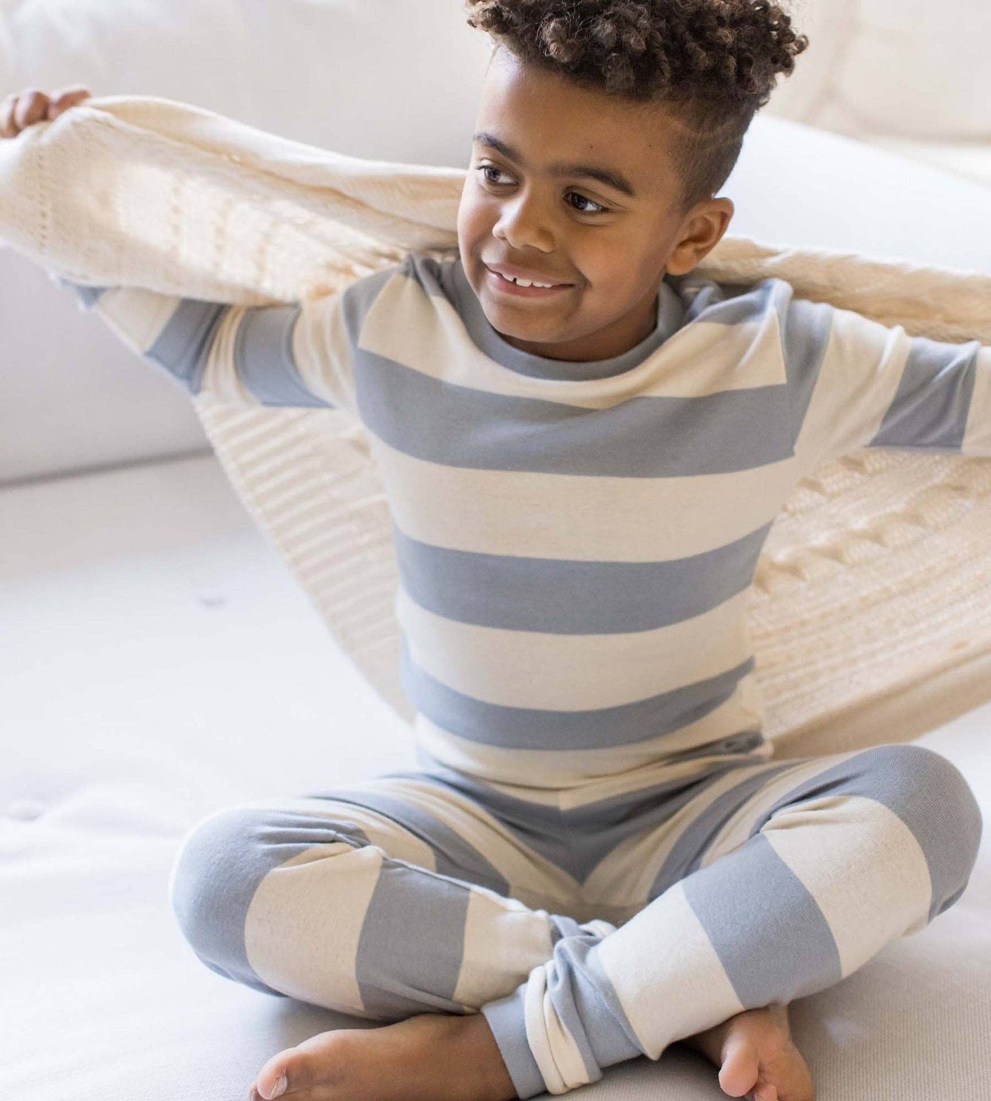 Rugby Stripe Organic Cotton Sleep & Play - Quarry: Quarry / 6-9 Months