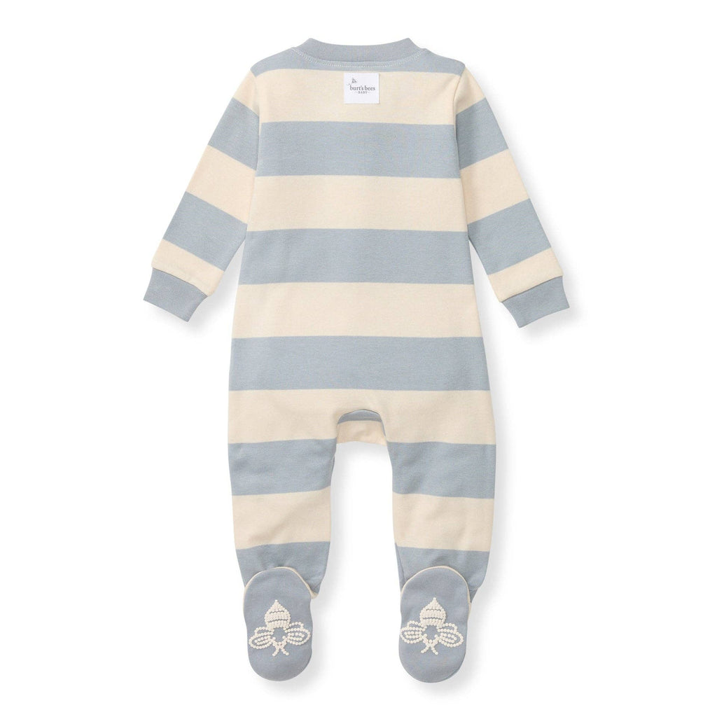 Rugby Stripe Organic Cotton Sleep & Play - Quarry: Quarry / 6-9 Months