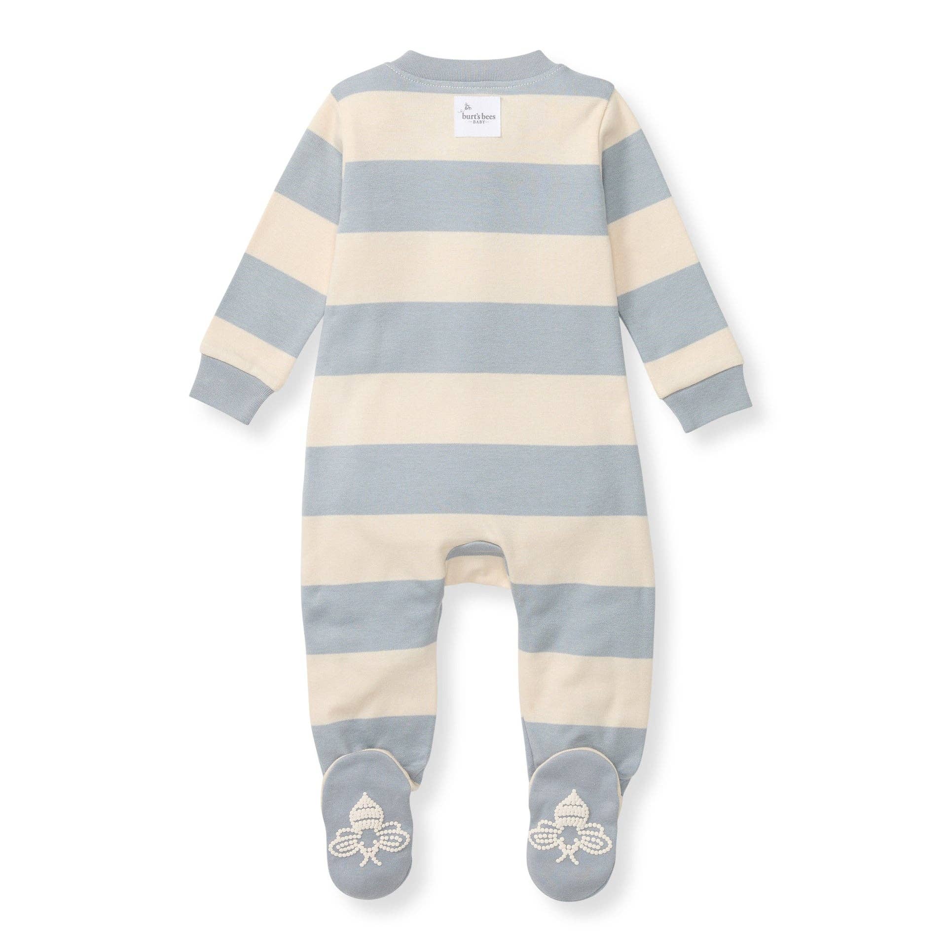 Rugby Stripe Organic Cotton Sleep & Play - Quarry: Quarry / 6-9 Months