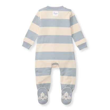 Rugby Stripe Organic Cotton Sleep & Play - Quarry: Quarry / 6-9 Months