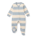 Rugby Stripe Organic Cotton Sleep & Play - Quarry: Quarry / 6-9 Months