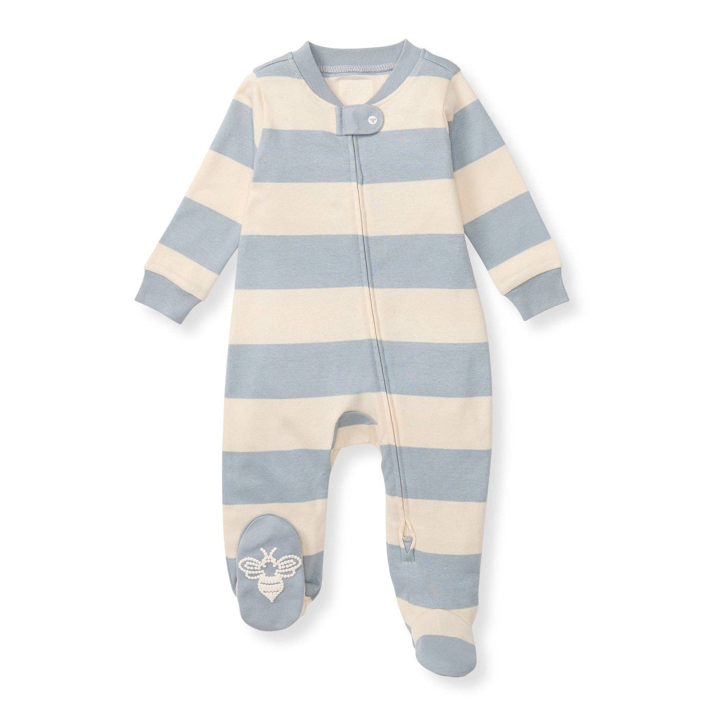 Rugby Stripe Organic Cotton Sleep & Play - Quarry: Quarry / 6-9 Months