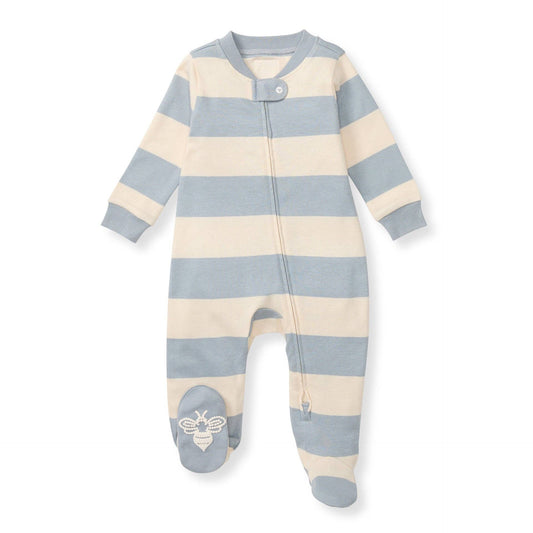 Rugby Stripe Organic Cotton Sleep & Play - Quarry: Quarry / 6-9 Months