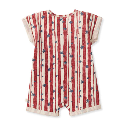 Stars & Stripes Baby Boy Romper: 0-3M