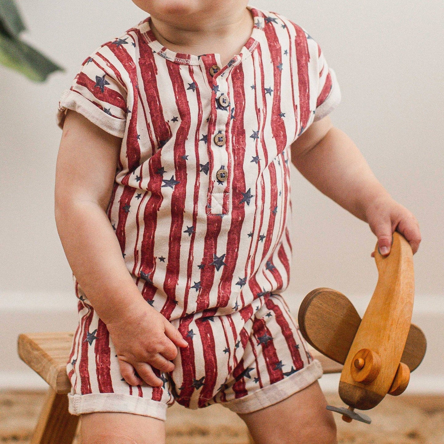 Stars & Stripes Baby Boy Romper: 3-6M
