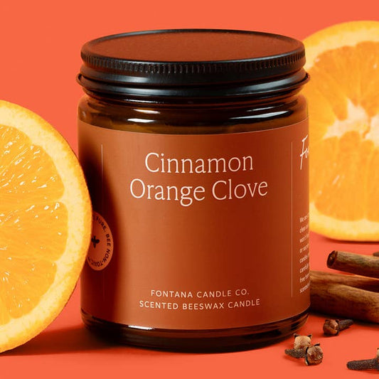 Cinnamon Orange Clove Scented Beeswax Candle