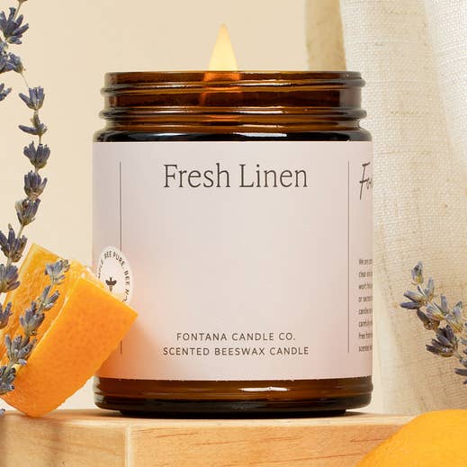 Fresh Linen Scented Beeswax Candle