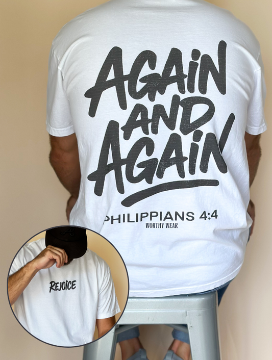 Rejoice Again and Again Tee: White / XL